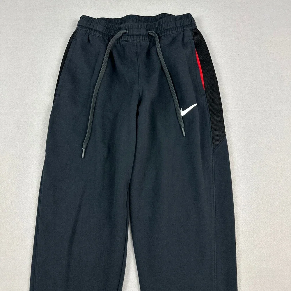 Nike Pants Men Large Black Solid Tapered Athletic Dri Fit Drawstring Basketball